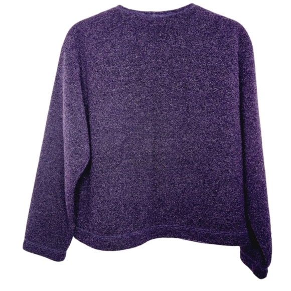 Coldwater Creek Women's Cardigan Wool Blend Small Embroidered Purple   Made USA - Picture 4 of 12